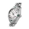 Image 4 : Rolex Ladies Stainless Steel Silver Index Dial Diamond And Emerald Bezel Date Wi