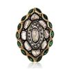 Image 1 : 0.70 ctw Emerald and 0.74 ctw Diamond Silver Ring