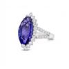 Image 2 : 4.11 ctw Tanzanite and 1.05 ctw Diamond Platinum Ring