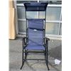 Image 2 : BRAND NEW NAVY FOLDABLE ROCKING CHAIR WITH CANOPY, WITH NECK PILLOW AND FOLD AWAY SUN SHADE, RETAIL 