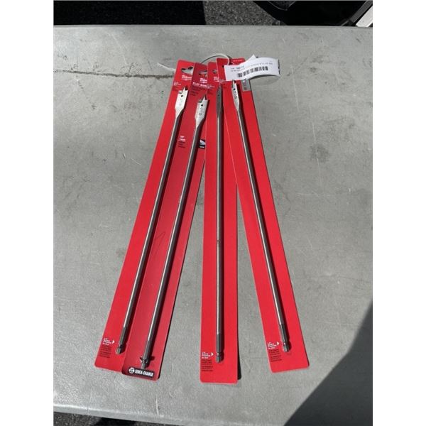 (4) MILWAUKEE FLAT BORING BITS, 3/8" AND 5/8"