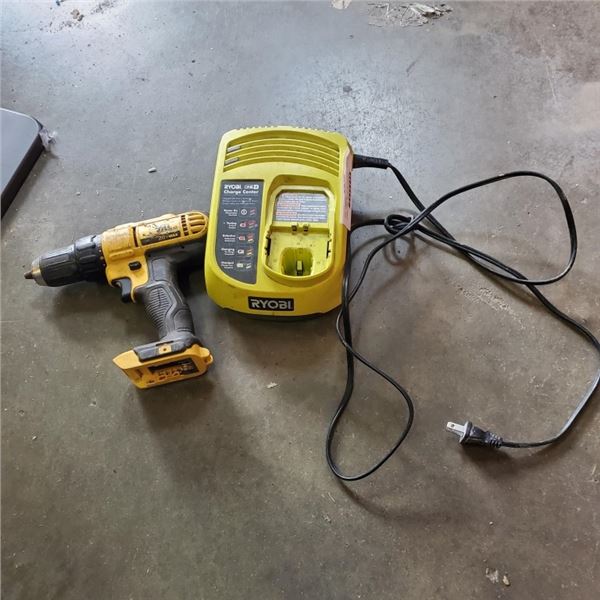 DEWALT DRILL AND RYOBI CHARGER