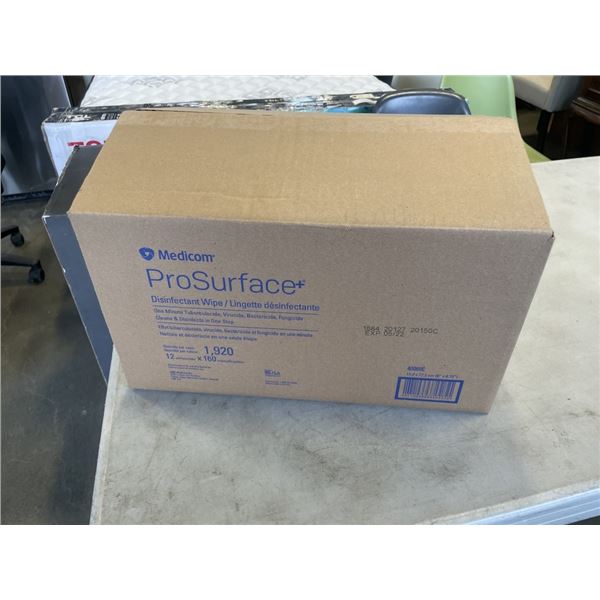NEW CASE OF PROSURFACE DISINFECTANT WIPES, 12 TUBS, WITH A TOTAL 1920 WIPES