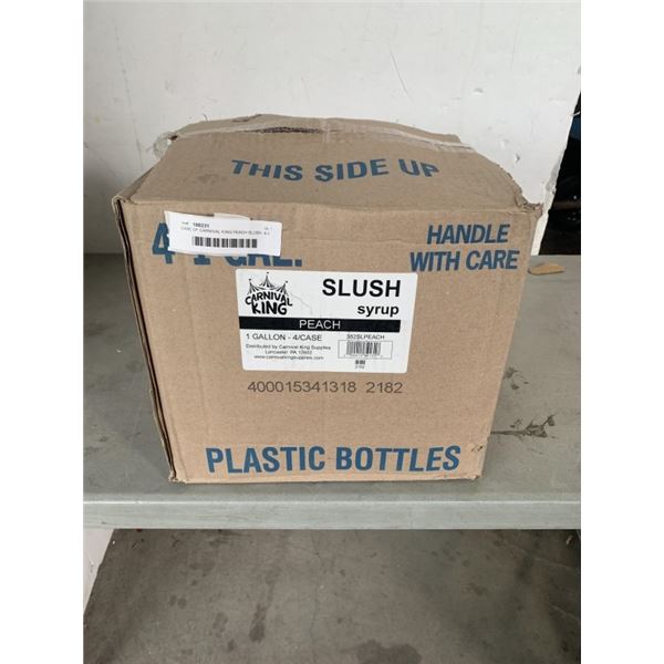 CASE OF CARNIVAL KING PEACH SLUSH, 4-1 GALLON JUGS