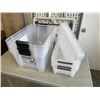 Image 1 : 5 CLEAR PLASTIC TOTES WITH LIDS