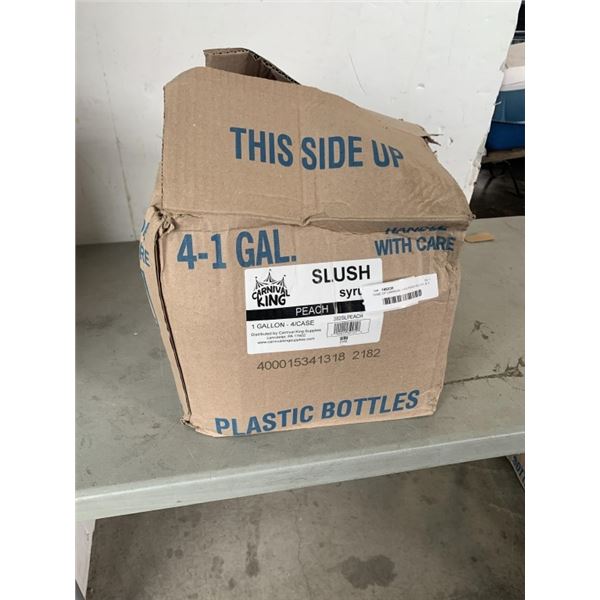 CASE OF CARNIVAL KING PEACH SLUSH, 4-1 GALLON JUGS