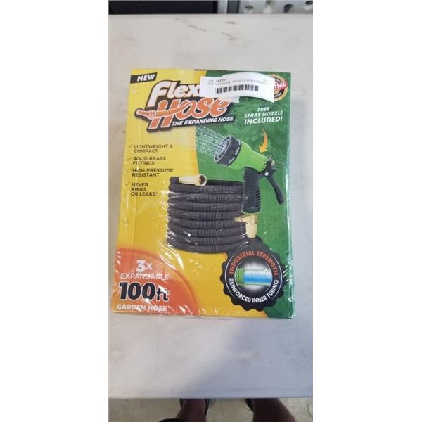 NEW FLEXI HOSE, 100' WITH SPRAY NOZZLE
