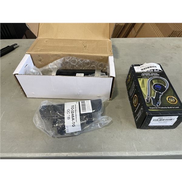 NEW JACO FLOWPRO DIGITAL TIRE INFLATOR GAUGE, NEW STARTER AND NEW TAILGATE REPLACEMENT HANDLE