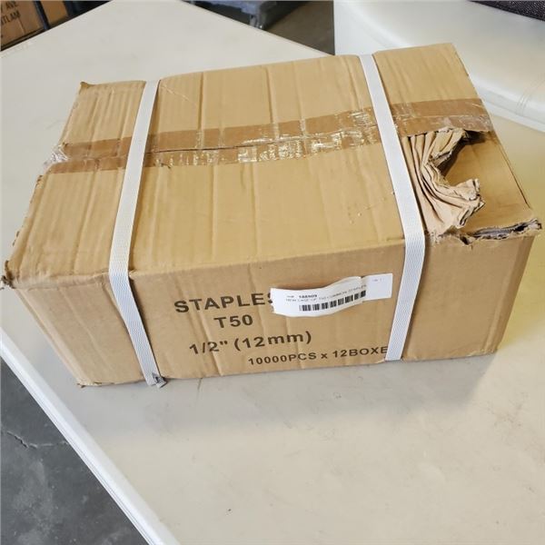 NEW CASE OF T50 COMMON STAPLES, 120,000 STAPLES TOTAL