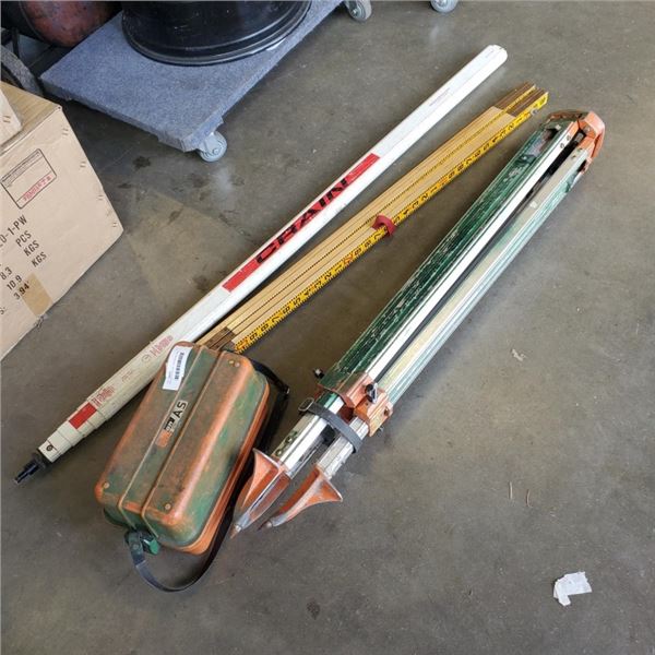 SURVEYORS SCOPE, TRIPOD AND TWO STICKS