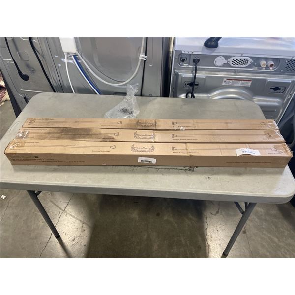 3 NEW BLOOMFLOWER SHOWER CURTAIN RODS, STAINLESS
