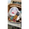 Image 2 : SLEEPING BAG, CAMP STOVE, AND BOX OF FISHING ACCESSORIES
