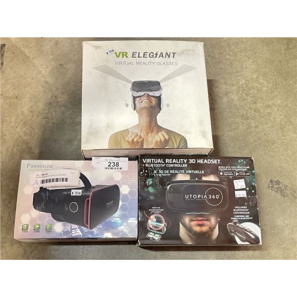 (3) VR HEADSETS VARIOUS BRANDS