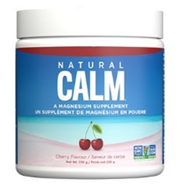 NEW CASE OF NATURAL CALM MAGNESIUM CITRATE POWDER CHERRY FLAVOUR - 12  8OZ CONTAINERS, RETAIL $34EAC