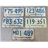 Image 1 : 5 SASKATCHEWAN 1970'S LICENSE PLATRES AND KEEP ALL FOURS ON THE GROUND PLATE