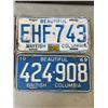 Image 2 : 5 BC VINTAGE LICENSE PLATES, 60'S, 70'S, 80'S, ONE IS A PAIR