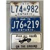 Image 2 : 4 ONTARIO 1970'S LICENSE PLATRES AND KEEP ALL FOURS ON THE GROUND PLATE