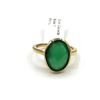 Image 1 : STERLING SILVER GOLD PLATED NATURAL GREEN ONYX (4.27CT) RING, SIZE 7, W/A $350.00.