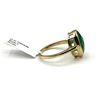 Image 2 : STERLING SILVER GOLD PLATED NATURAL GREEN ONYX (4.27CT) RING, SIZE 7, W/A $350.00.