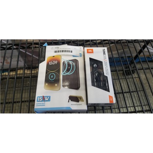 NEW JBL TUNE 205 EAR BUDS AND MAGCHARGE POWER BANK, 10,000 MAH