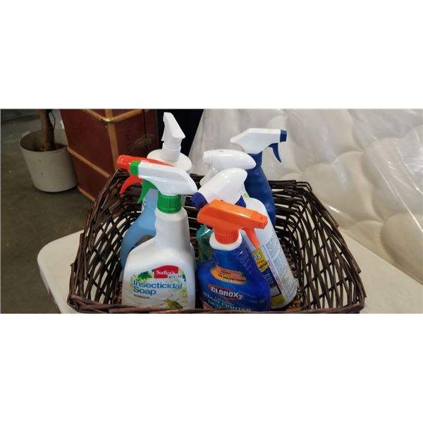 BASKET OF HOUSEHOLD CLEANERS