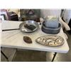 Image 1 : LOT OF ANTIQUE COOKWARE, POURING CAN AND PLAQUE