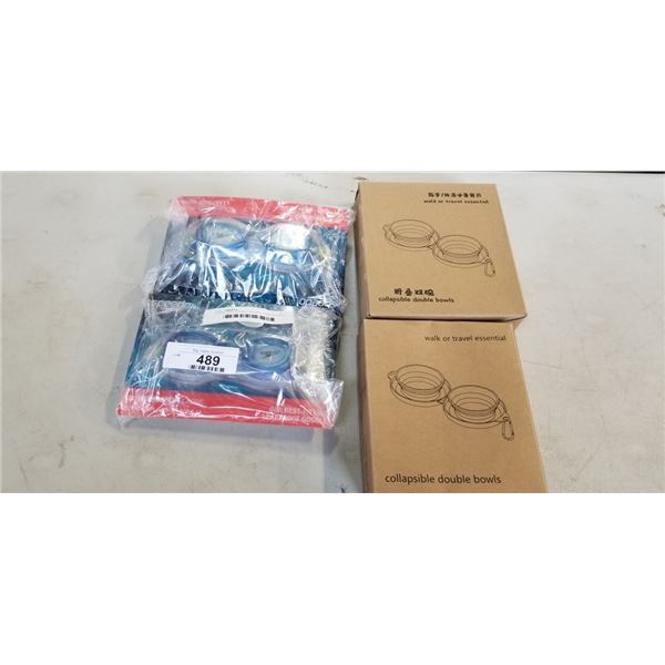2 NEW COLLAPSIBLE DOUBLE BOWLS AND 2 NEW SPEEDO SWIM GOGGLES