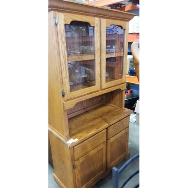 2PC OAK DISPLAY CABINET