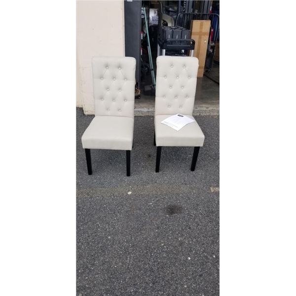 BRAND NEW PAIR BEIGE TUFTED DINING CHAIRS - RETAIL $249