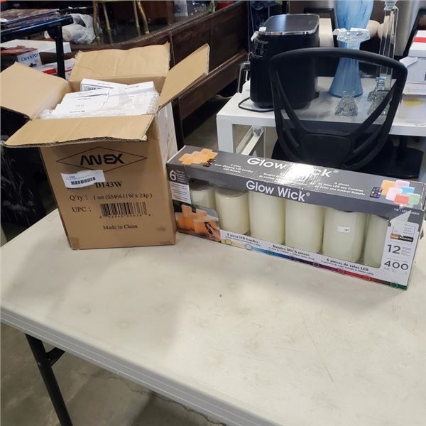 APPROX 24 SETS NEW BLUETOOTH EARBUDS AND COLOR CHANGING LED CANDLE SET