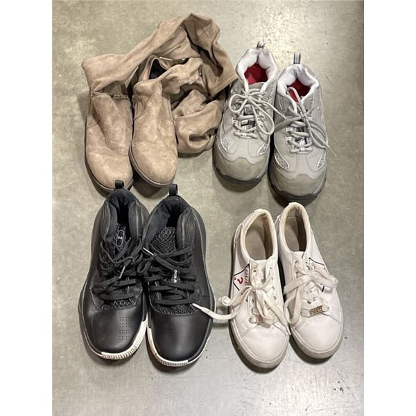 LOT OF GUESS SIZE 7.5, UNDER ARMOUR SIZE 8, SKETCHERS SIZE 7 STEEL TOE SHOES WITH CHINESE LAUNDRY KN
