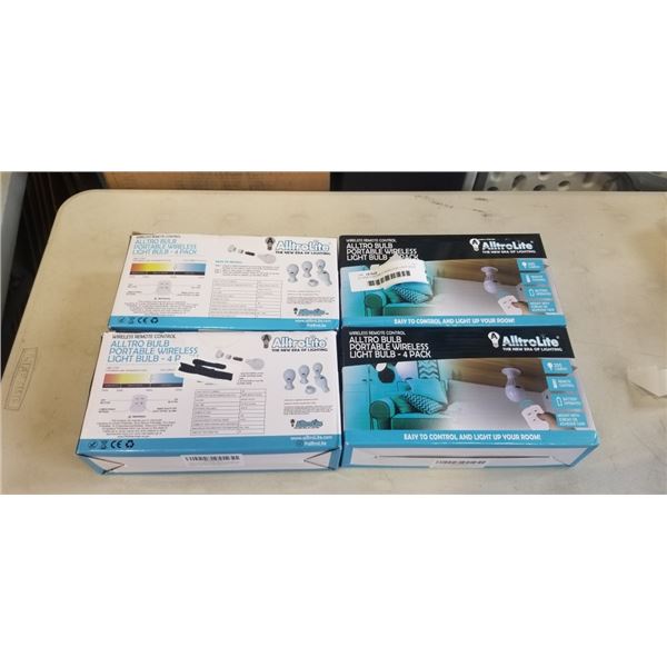 (4) NEW PORTABLE WIRELESS LIGHT BULB 4 PACK