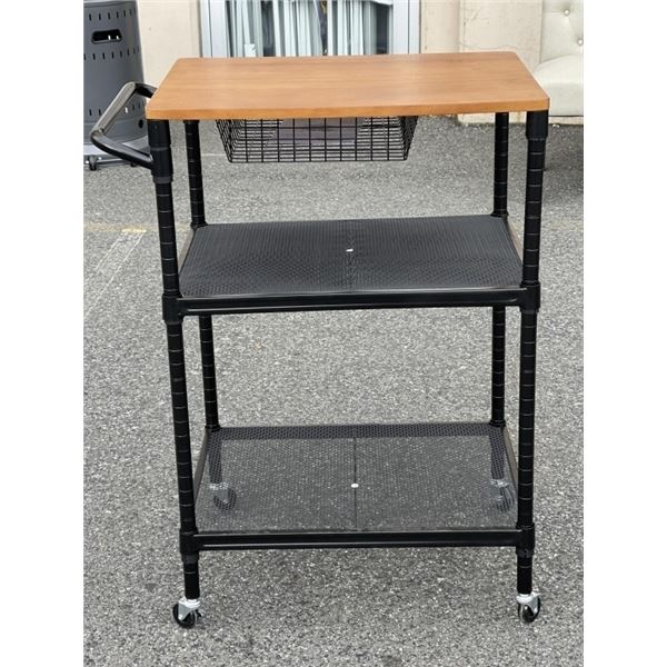 BRAND NEW ROLLING WOOD TOP KITCHEN ISLAND CART W/ ADJUSTABLE SHELVES