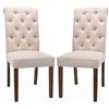 Image 1 : BRAND NEW PAIR BEIGE TUFTED DINING CHAIRS - RETAIL $249