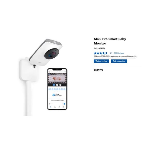 MIKU PRO SMART BABY MONITOR - TESTED WORKING, RETAIL $539