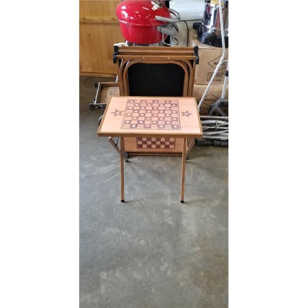 TV TRAY SET WITH GAME BOARD TOPS