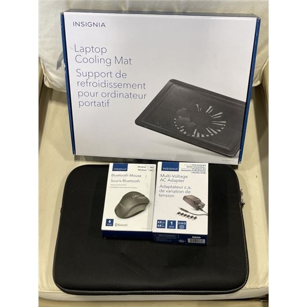 INSIGNIA MOUSE, AC ADAPTER, LAPTOP COOLING MAT AND CASE