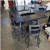 Image 1 : GLASSTOP PATIO SET WITH BUILT IN WINE RACK  6 ALL METAL SWIVEL CHAIRS