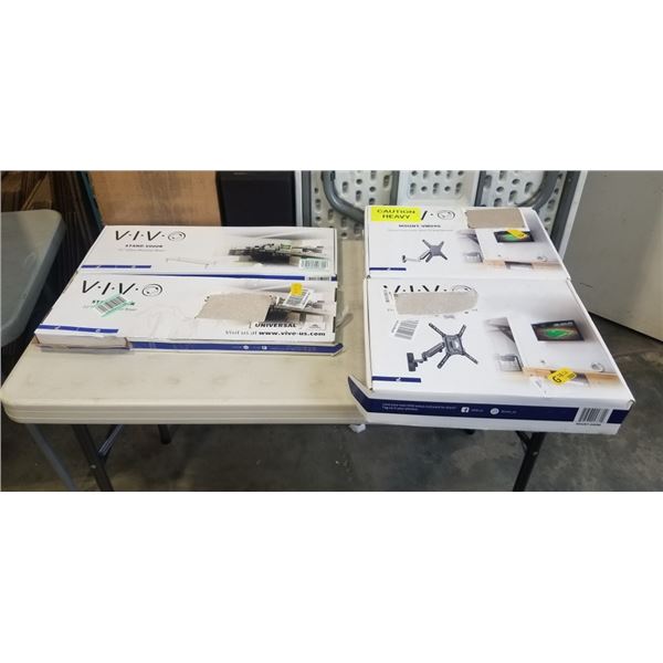 (2) NEW VIVO TV MOUNTS AND (2) NEW VIVO MONITOR RISERS