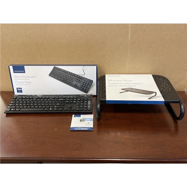 MONITOR RISER WITH KEYBOARDS AND BLUETOOTH DONGLE