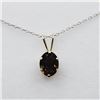 Image 1 : STERLING SILVER 9 X 7MM NATURAL SMOKY QUARTZ (1.6CT) WITH STERLING SILVER CHAIN, W/A $500.00.