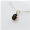 Image 3 : STERLING SILVER 9 X 7MM NATURAL SMOKY QUARTZ (1.6CT) WITH STERLING SILVER CHAIN, W/A $500.00.