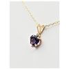Image 2 : 10KT YELLOW GOLD NATURAL AMETHYSTS (0.88CT) PENDANT WITH NATURAL WHITE SAPPHIRE AND GOLD PLATED STER