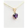 Image 3 : 10KT YELLOW GOLD NATURAL AMETHYSTS (0.88CT) PENDANT WITH NATURAL WHITE SAPPHIRE AND GOLD PLATED STER