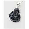 Image 1 : STERLING SILVER 'SMILING BUDDHA' BLACK ONYX (21.43CT) PENDANT WITH STERLING SILVER CHAIN, W/A $400.0