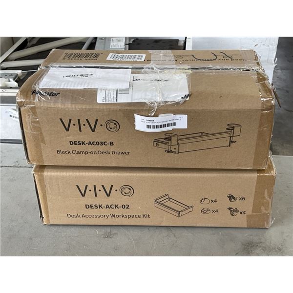 NEW VIVO DESK ACCESSORY WORKSPACE KIT, INCLUDING CASTORS, AND DRAWER, CABLE MANAGEMENT, AND VIVO KEY