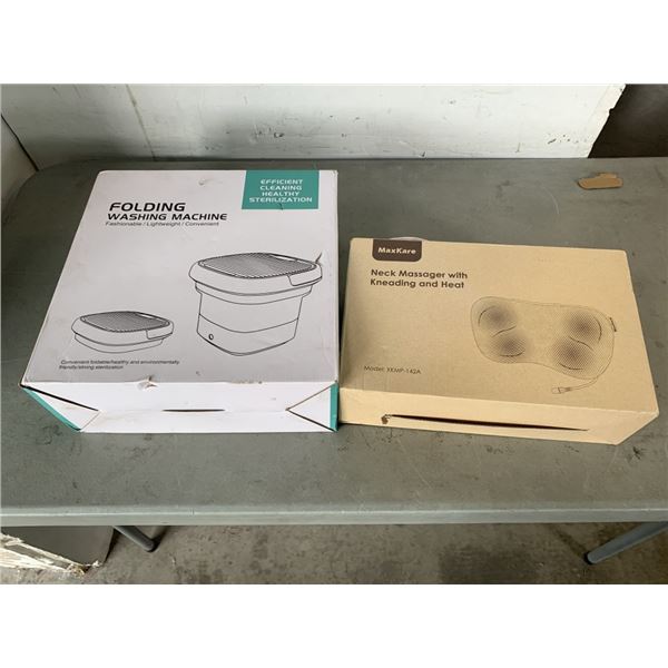 FOLDING WASHING MACHINE AND NECK MASSAGER