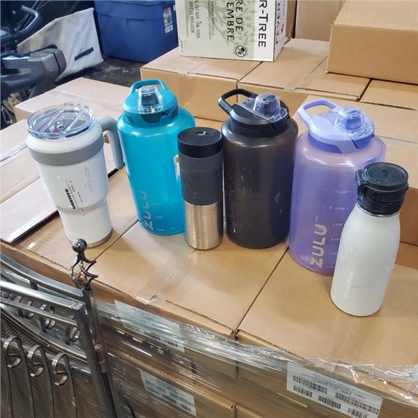 LOT OF KAMBUKKA AND REDUCE METAL TRAVEL BOTTLES WITH ZULU WATER BOTTLES