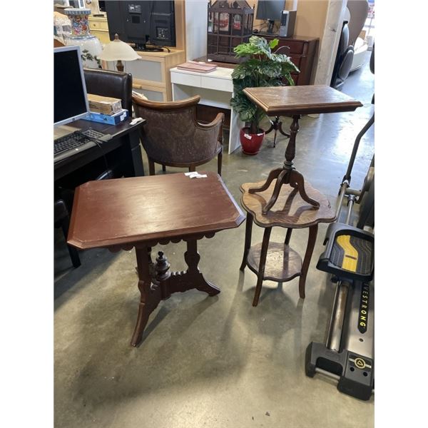 (3) ANTIQUE SIDE TABLES