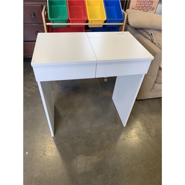 WHITE VANITY DESK WITH DRAWER AND FLIP UP MIRROR